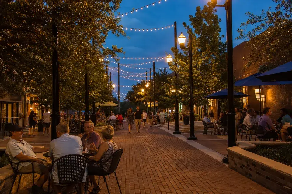 Generated editorial visualization for San Jacinto Plaza in Rockwall